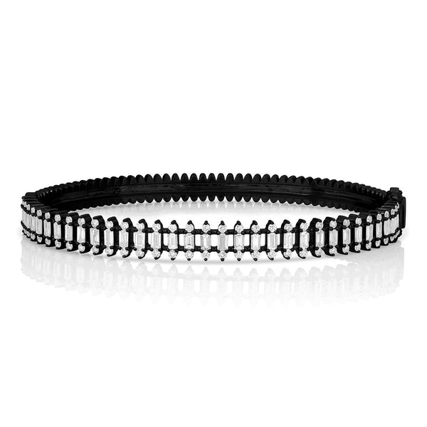 Dominique Cohen diamond icicle bangle in 18K black gold,<br>head on view <span class='visuallyhidden'>Call, text 323-404-2959 for shopping assistance.</span>